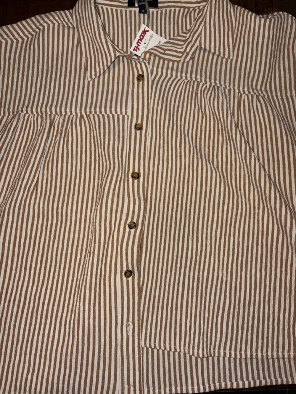 Vince Camuto Brown & White Striped Button-Down Shirt